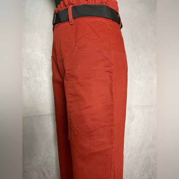 Zara Rust Red Belted High Waisted Pants Size S - Picture 6 of 7